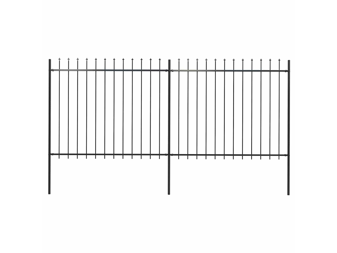 Vidaxl Cerca De Jardim Com Topo Em Forma De Lança Em Aço 359x150 Cm, Preta