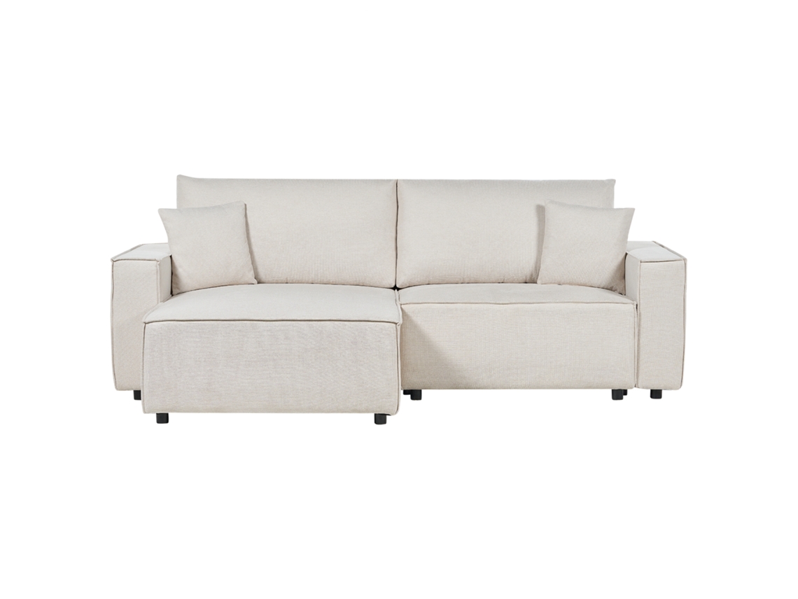 Sofá de Esquina BELIANI Karila de Tecido Creme Claro 250x150x85