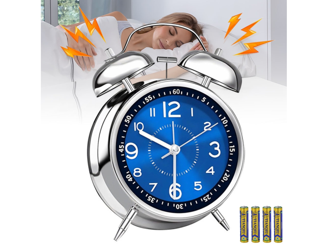 Despertador Para Adultos Com Sono Pesado, Movimento De Quartzo Silencioso E Sem Tique Taque Com Luz De Fundo, Alarme Alto De Campainha Dupla, Design R