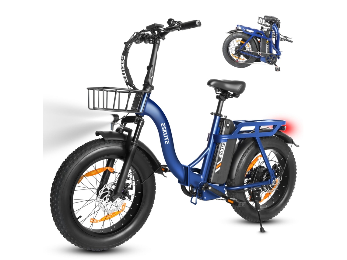 D202 E bike Motor 250w Bateria 48v20.8ah 20x4 Travões de Disco Mecânicos Azul ESKUTE