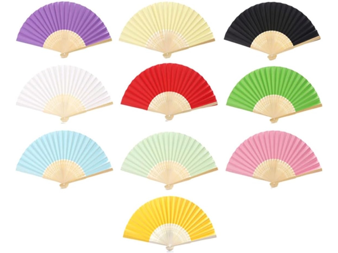 Conjunto De 10 Leques De Papel Dobráveis De 18 Cm (7 Polegadas) Para Meninos E Meninas