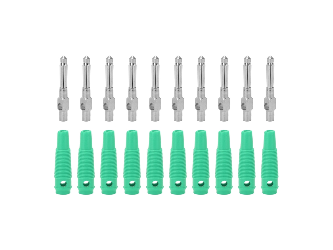 10 Peças Conector Banana 4mm 7 Pinos 1000v 32a Empilhável Macho Com Mangas Verdes