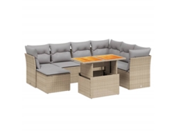 Conjunto de 8 sofás de jardim com almofadões Vime Pe Bege MAISON EXCLUSIVE (8 peças)