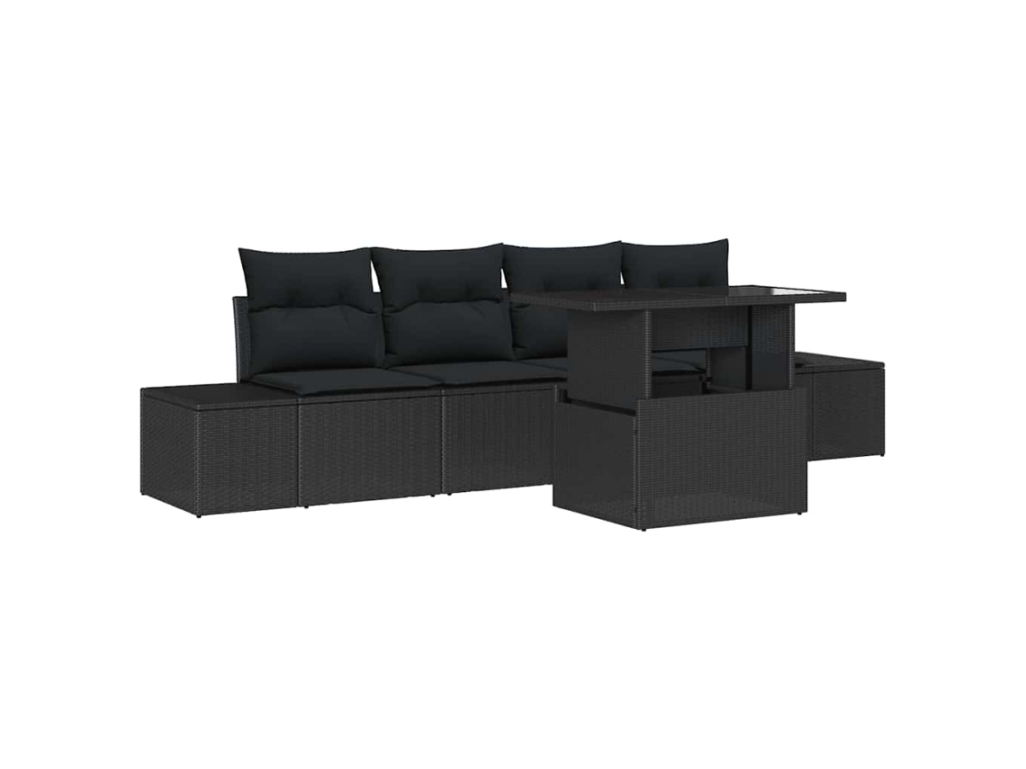 Maison Exclusive - Conjunto De Sofá De Jardim Com Almofada Ajustável 5 Pcs Preto