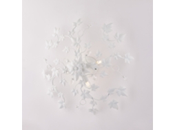 Edera Plafon Em Ferro Lacado Branco Com Decoração. Efeito Shabby Chic E Strass Cristal 4 Luzes H.22 Ø60 Bl50 Pl4 Bco Belight