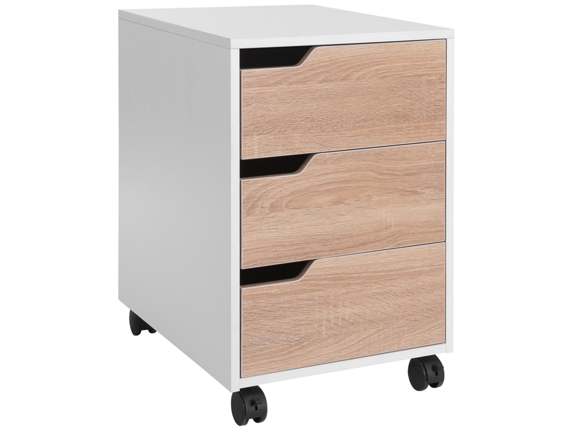 Bloco De Gaveta Mdf Cor Madeira E Branco 40x50x57,5 Cm Homcom