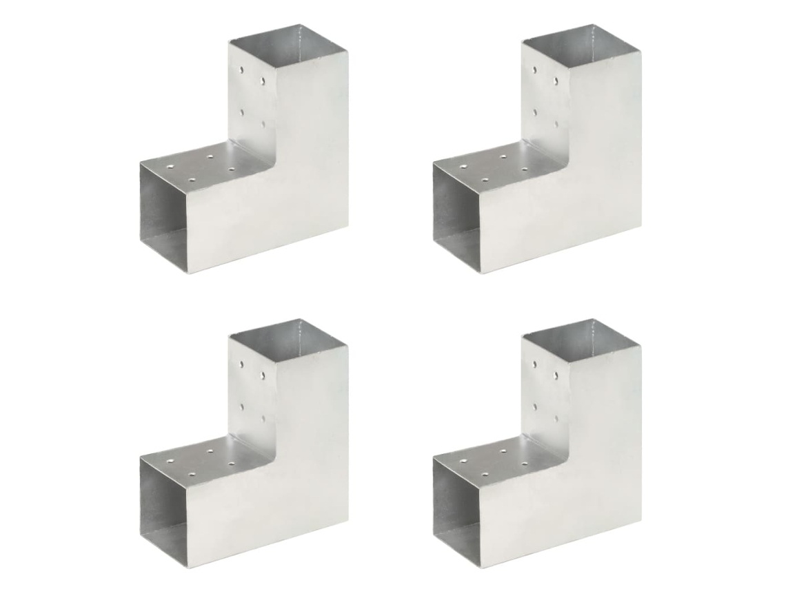 Vidaxl Bases Para Poste Em Forma De L 4 Pcs 81x81 Mm Metal Galvanizado
