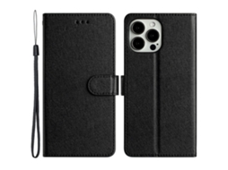 Capa Para Iphone 15 Pro Pele Sintética Anti-choque Preto