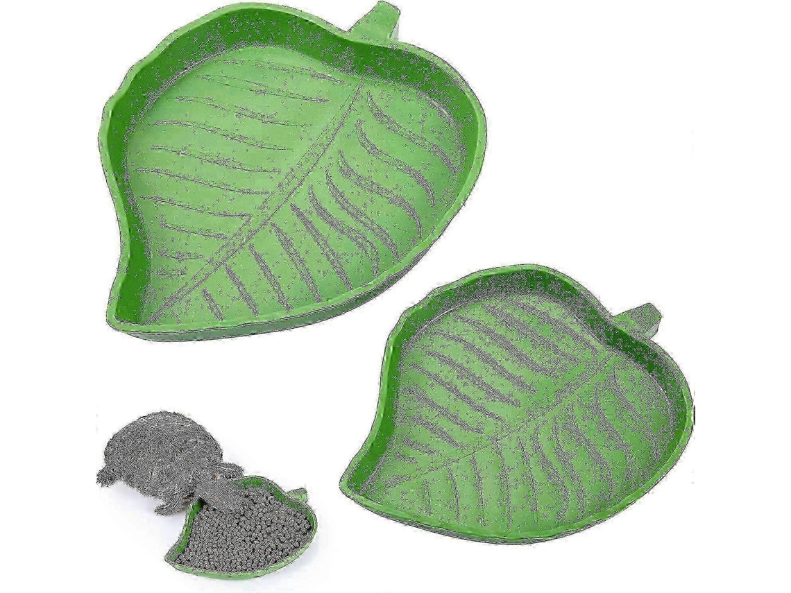 Conjunto de 2 Comedouros e Bebedouros em Formato de Folha para Répteis, Ideais para Tartarugas e Cobras do milho AQUAFORGE