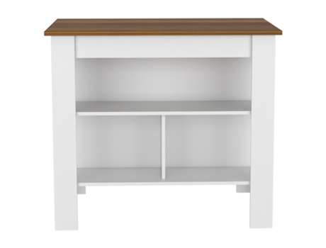 Ilha de Cozinha TUHOME Cala (Branco/Caramelo - MDF - 90 x 103 x 70 cm)