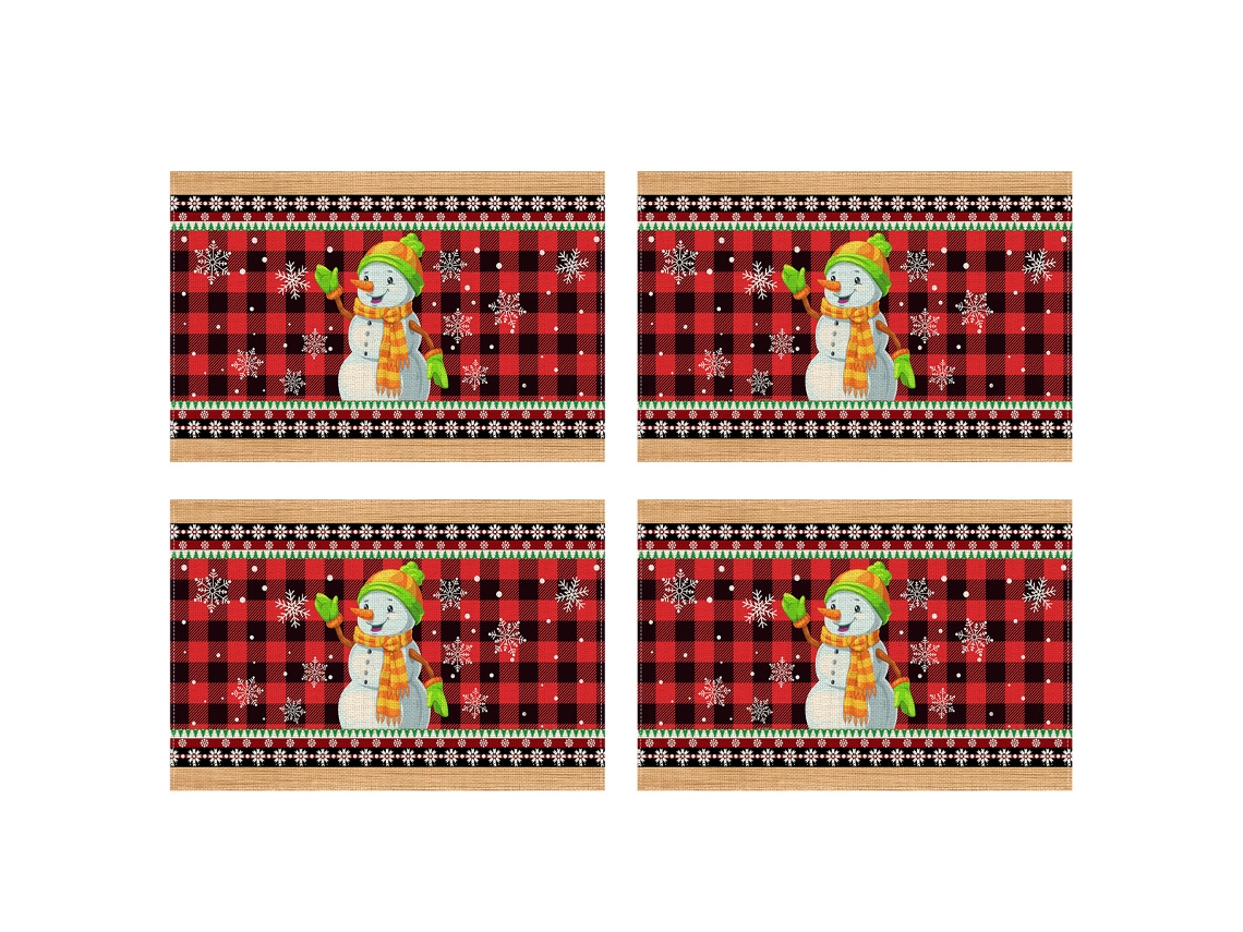 Sousplat de Natal em Linho Decoração de Mobiliário Isolante e Antiderrapante NEVEANCE