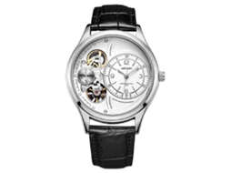 Relógio de quartzo masculino Megir com pulseira vazada em couro PU, resistente à água (pulseira preta)
