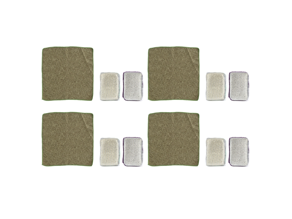 Conjunto de 4 de Limpeza de Cozinha S/MARCA com fibra, pano de louça e esponja
