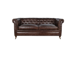 Sofá Chesterfield em Couro, 3 Lugares, Marrom Escuro, 190x77x80cm ALEXANDRA HOUSE LIVING