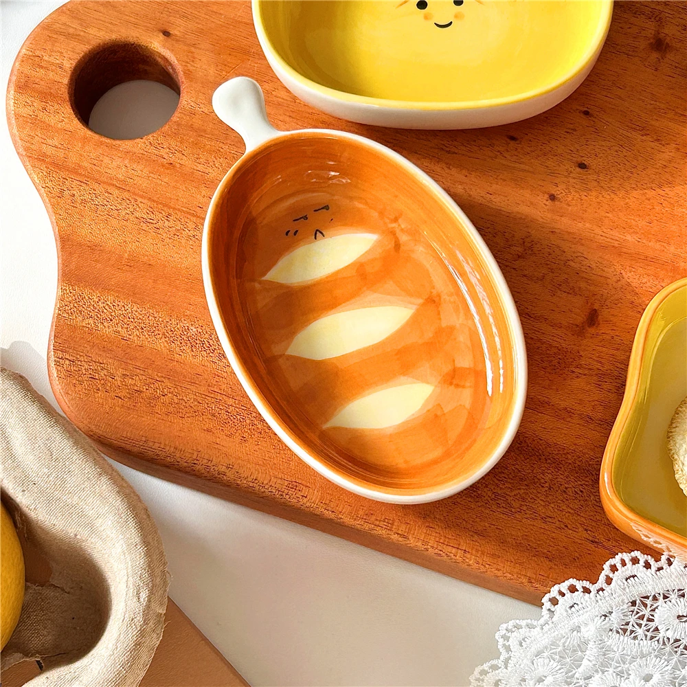 Prato Japonês de Cerâmica para Mergulhar Sushi, Mini Prato Fofo em Formato de Pão. MDUG (baguete de 10 Cm)