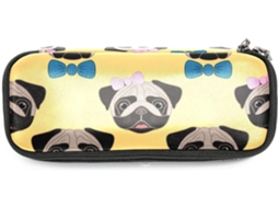 Estojo Grande Com Estampa De Pugs Amarelos Meninas E Meninos, Organizador De Maquiagem, Ideal Escola