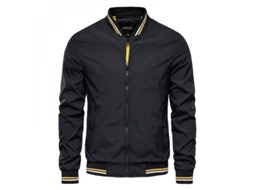 2026 chaqueta Casual Hombre Primavera Otoño Tipo Cuello Alto Cremallera Moda Juvenil Top Delgado XXL Negro