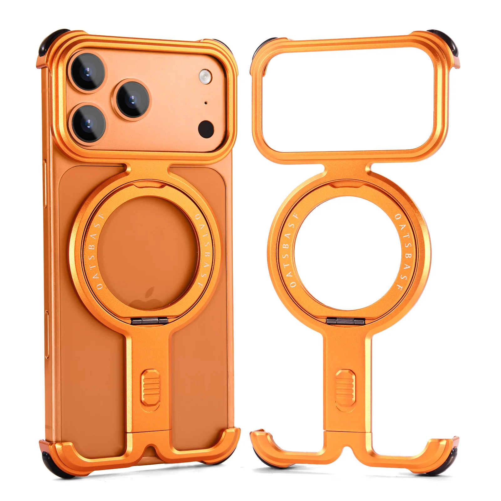 Capa Para Iphone 17 Pro (laranja), Compatível Com Magsafe, Suporte Magnético Giratório 360°
