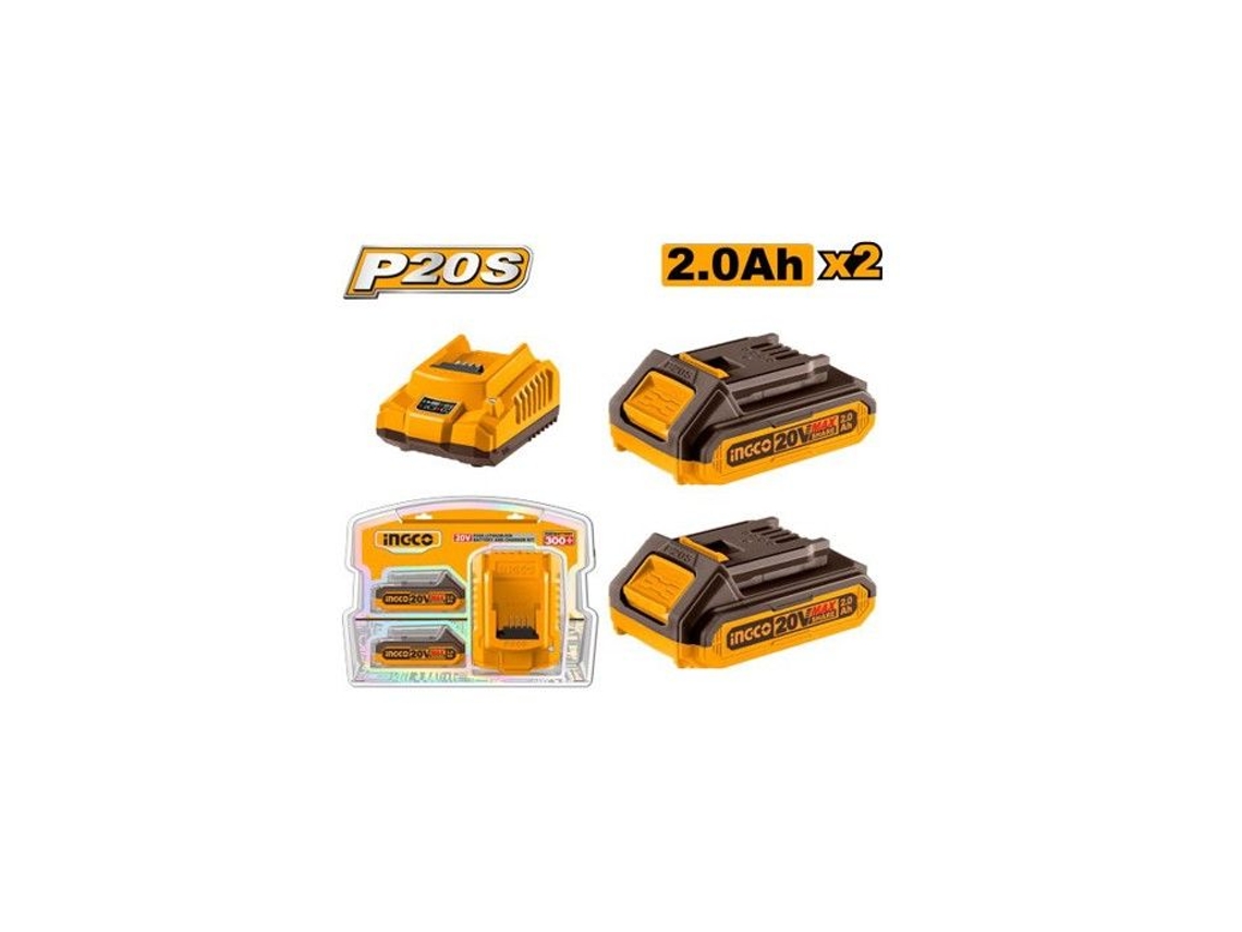 Kit 2 Baterias Carregador 2ah Ingco (fbli2001fcli2001e)