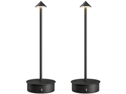 Conjunto 2 Luminárias de Mesa Led Recarregáveis S/MARCA com Controle Usb, Toque e Luz Dimmerável Ø 10x30 Cm Preto