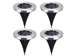 Kit com 4 luminárias solares AQUAFORGE para exterior, 8 Leds, instalação simples