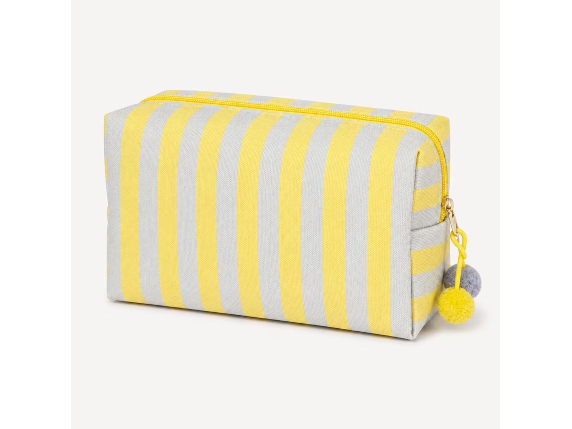 Tote de Malha em Contraste com Listras, 8 Cantos Bolsa de Viagem Portátil para Higiene ZSANFS (cinza laranja 21*8*12cm)