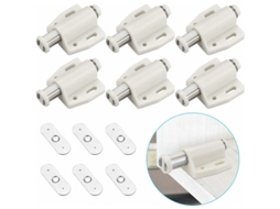 6 Fechaduras Magnéticas De Plástico Com Fecho Suave Para Portas, Armários, Gavetas E Guarda-roupas De Correr - Branco