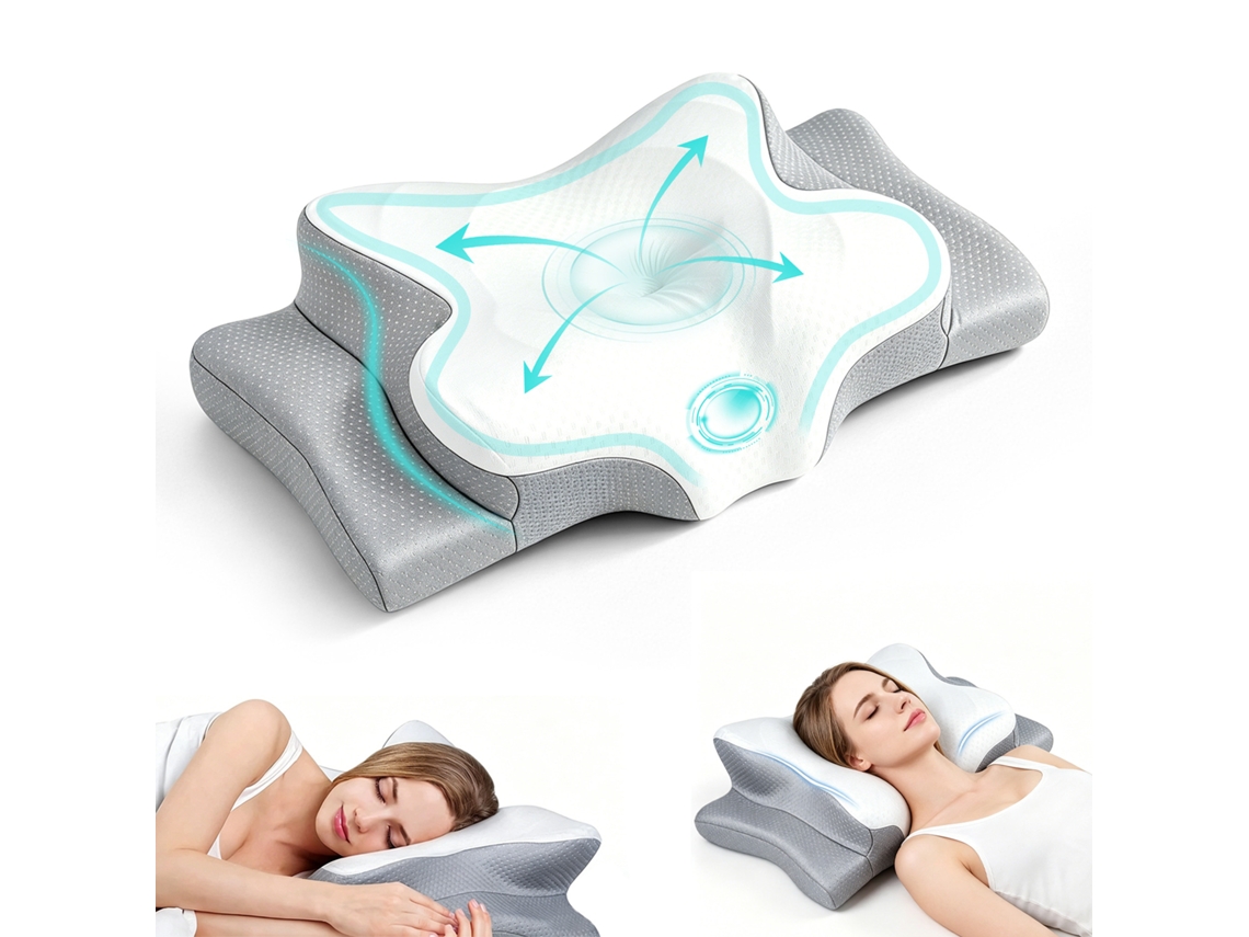 Travesseiro Ergonômico De Espuma Viscoelástica Para Apoio Do Pescoço, Travesseiro Cervical Em Formato De Borboleta.