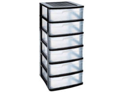 Gaveta De Organização Nilo Ideal Para Casa Ou Trabalho Fabricação De Plástico 6 Gavetas Translúcidas 119,5 X 56 X 40 Cm Cor Preto Acan