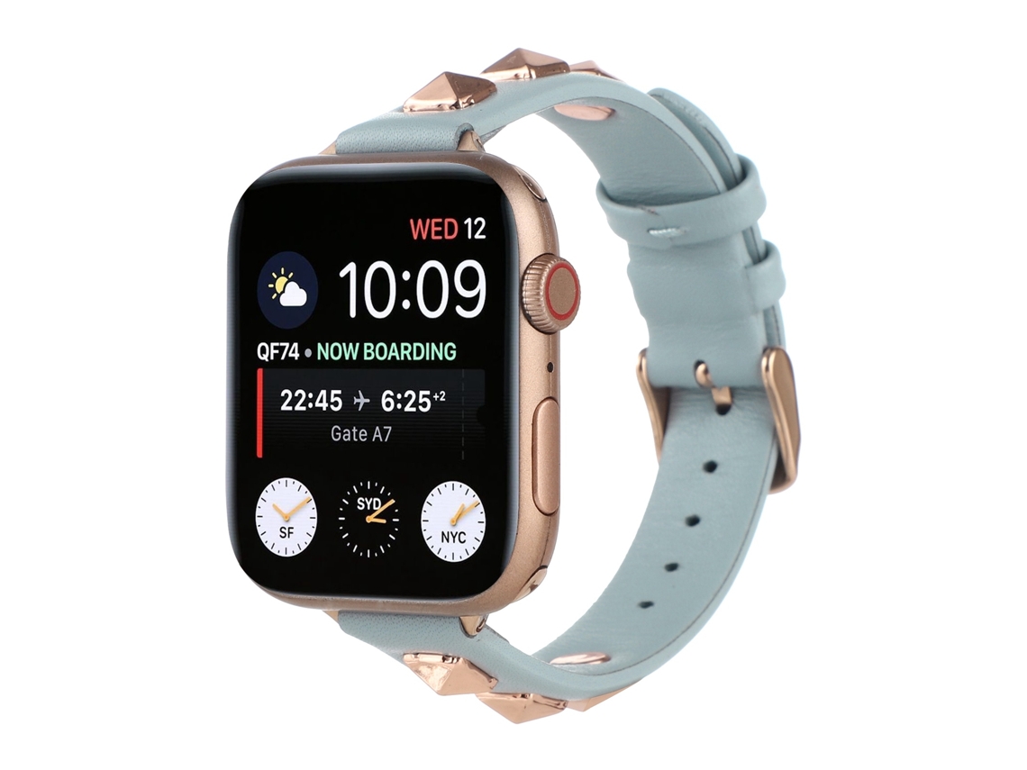 Bracelete para Smartwatch de couro genuíno rebite para Apple Watch Ultra 49 mm e Watch Ultra 2 49 mm/Série 9 e 8 e 7 45 mm/SE 3 e SE 2 e 6 e SE e 5