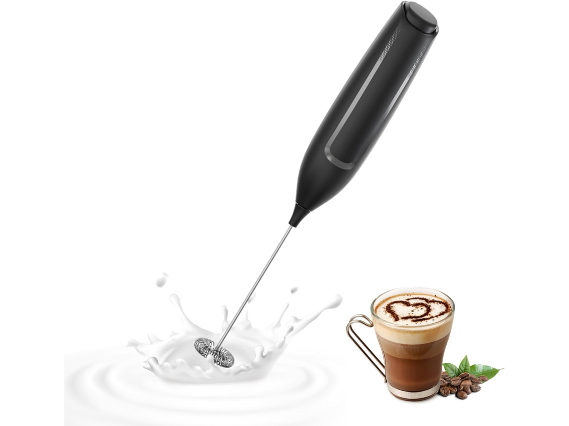 Espumador De Leite Elétrico Portátil - Varinha Aço Inoxidável Para Espumar Em Café, Matcha E Cappuccino (preto)