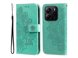 Capa De Couro Para Celular Com Estampa De Flores De Sete Pétalas