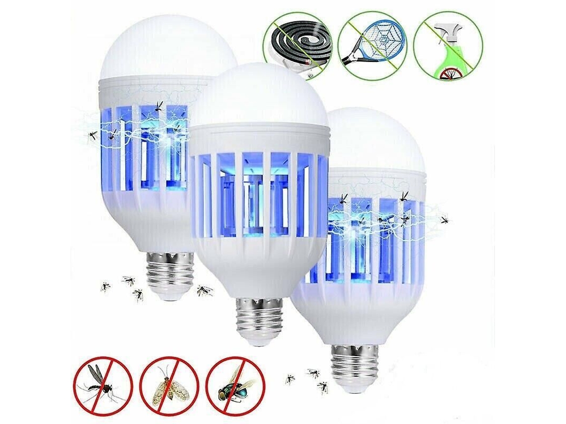 Lâmpada Led E27 Matamoscas 15w 220v 3 Modos Luz E Eliminação De Mosquitos 6500k 3 Peças