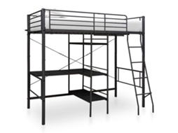 Vidaxl Beliche com Secretária 90x200 Cm Metal Preto