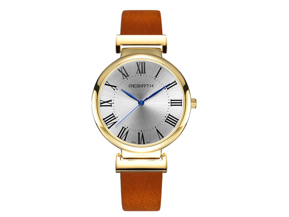 Relógio Analógico de Pulso com Pulseira de Couro Pu, Quartz, Aço Inoxidável, Vermelho