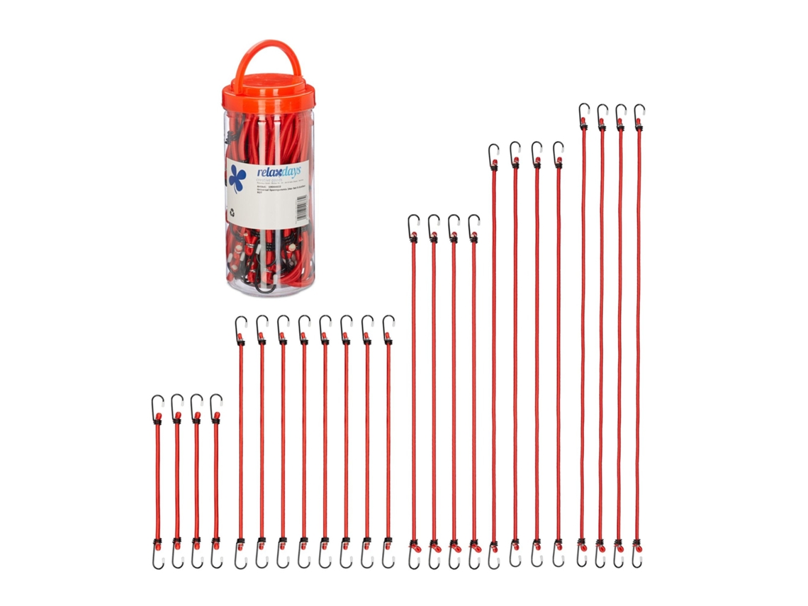 Conjunto De 24 Cordas Elásticas Vermelhas Em 5 Tamanhos