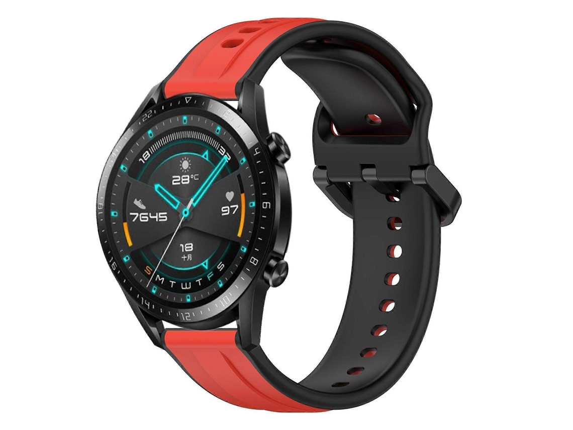 Pulseira De Silicone Bicolor Com Formato Convexo Para Huawei Gt2 (46 Mm E 22 Mm)
