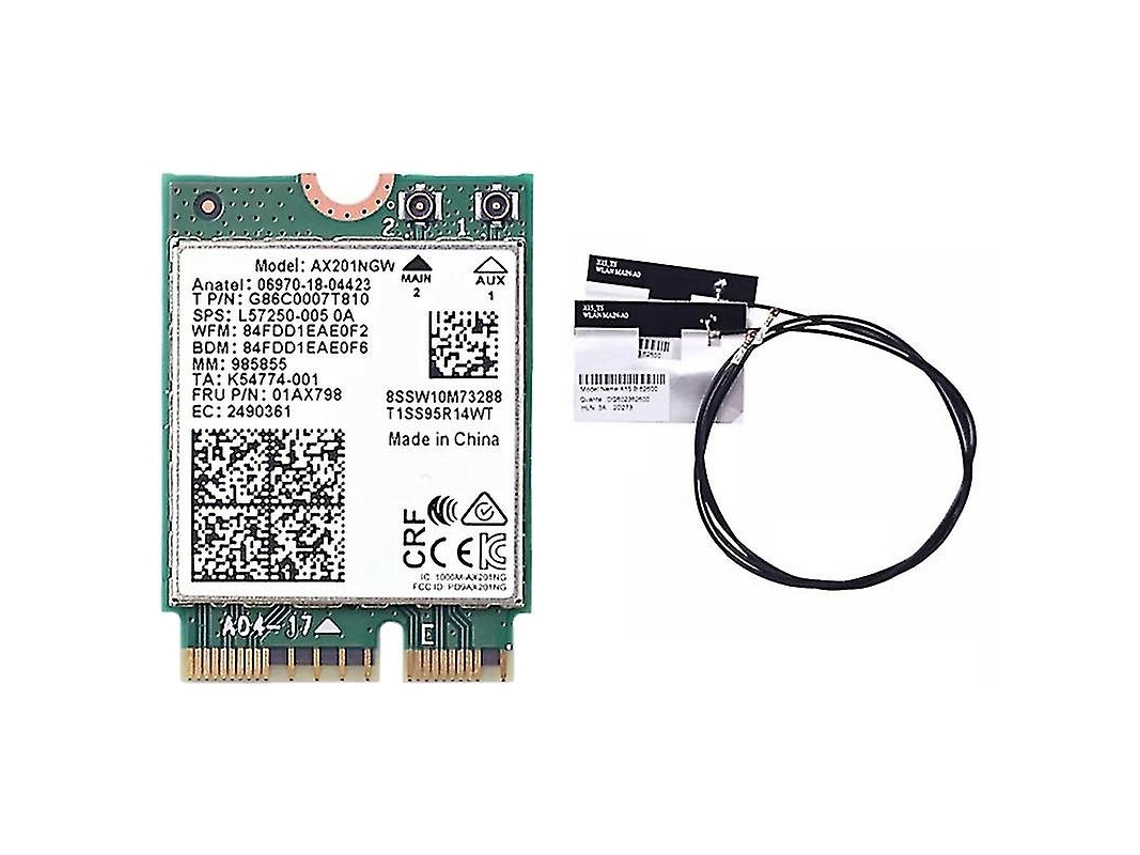 Lurelia Placa Wi-fi M.2 Ngff Ax201 Ax201ngw Wi-fi 6 3000 Mbps Dual Band 2,4/5 Ghz Bluetooth 5.1 Antena