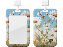 Porta Crachá, Design De Margarida, Design Floral, Vertical, Com Cordão, À Prova D Água, Plástico, Cartões,
