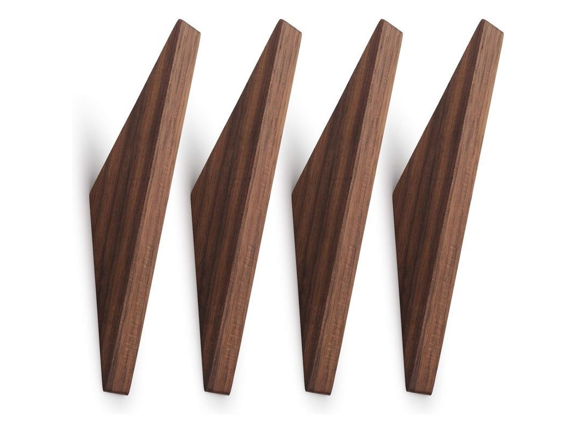 2025 Juego De 4 Ganchos De Madera De Nogal Negro Natural, Montados En Pared, Elegantes Y Resistentes Para Hogar