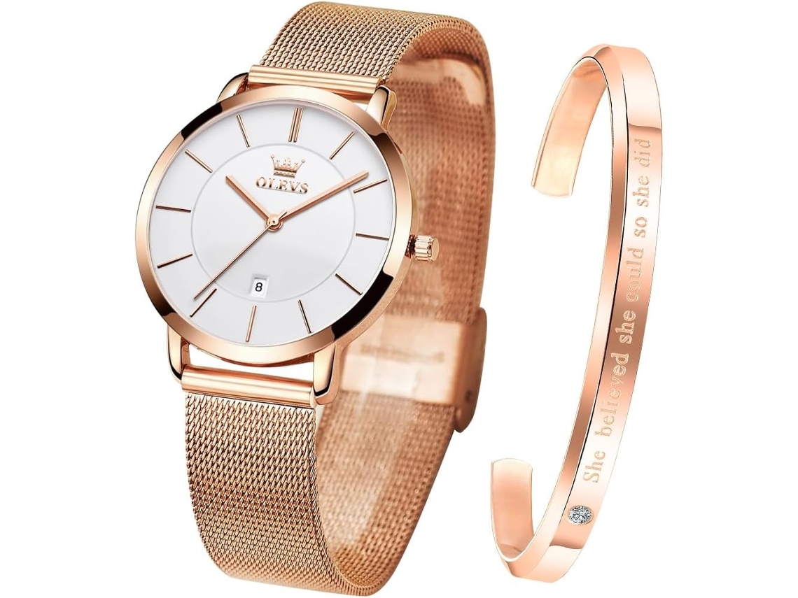 Lurelia Conjunto De Relógios Para Casal, Modelo Ony-364, Movimento De Quartzo, Data/calendário, 33 Mm, 9 Polegadas, Aço Inoxidável, Resistente À Água