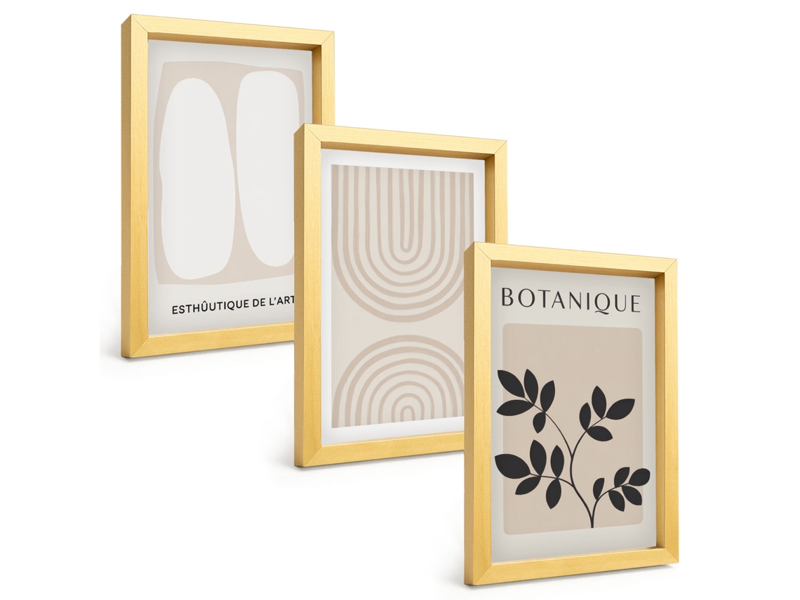 Composição De Quadros Plantas Delicadas Em Estilo Boho Pôsteres Espelharte (3 Peças 20x30 Cm)