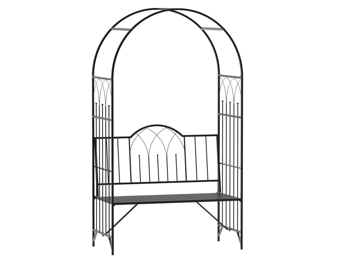 Arco Rosas Banco 121x50x203cm Suporte Jardim Terraço Metal VELTRIX