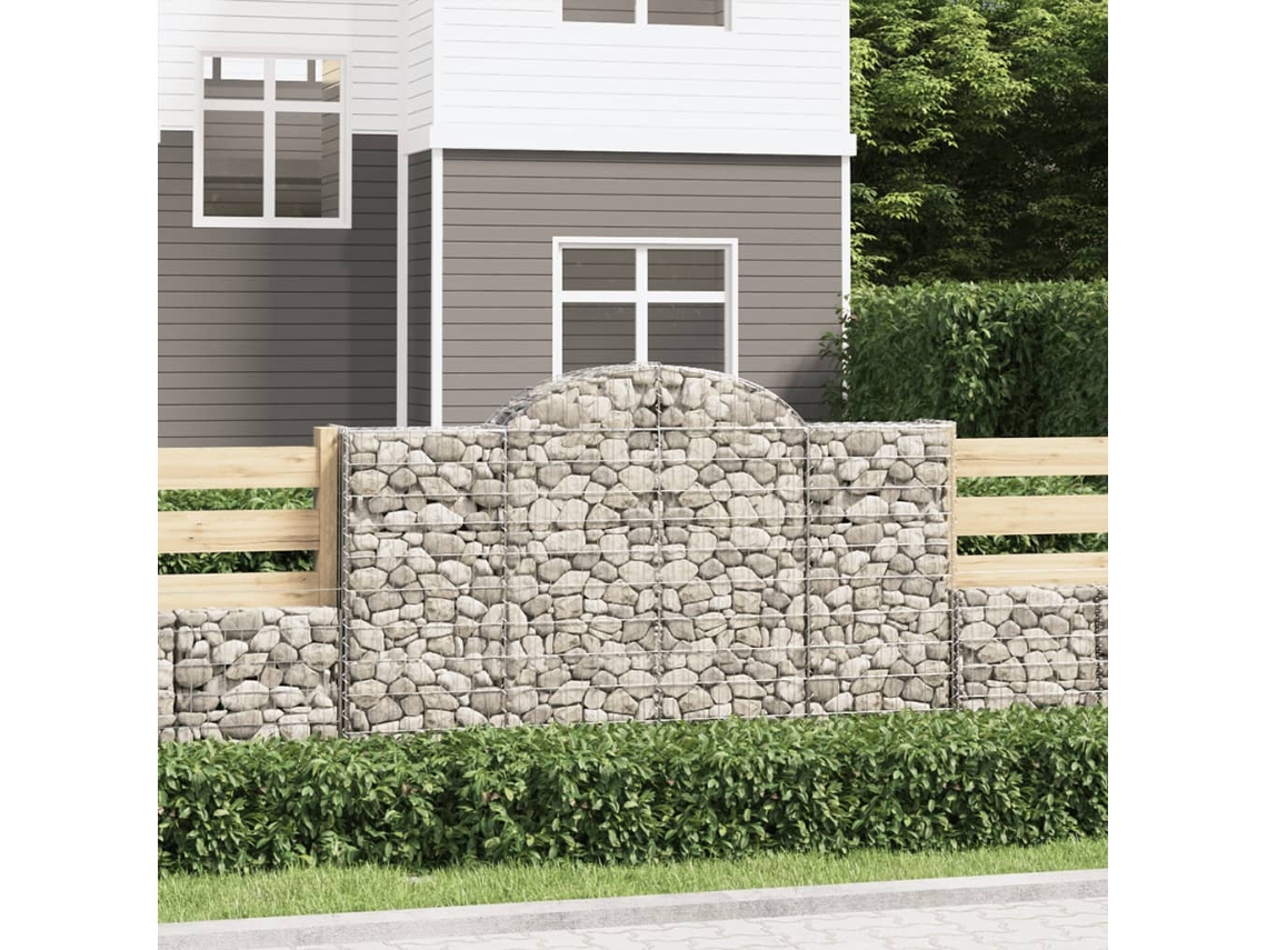 Vidaxl Cestos Gabião Arqueados 18pcs 200x50x120/140 Ferro Galvanizado
