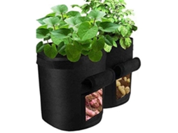 Conjunto de 2 Sacos AQUAFORGE Resistentes para Cultivo de Batatas com Aba e Alça para Plantas em Ambientes Fechados