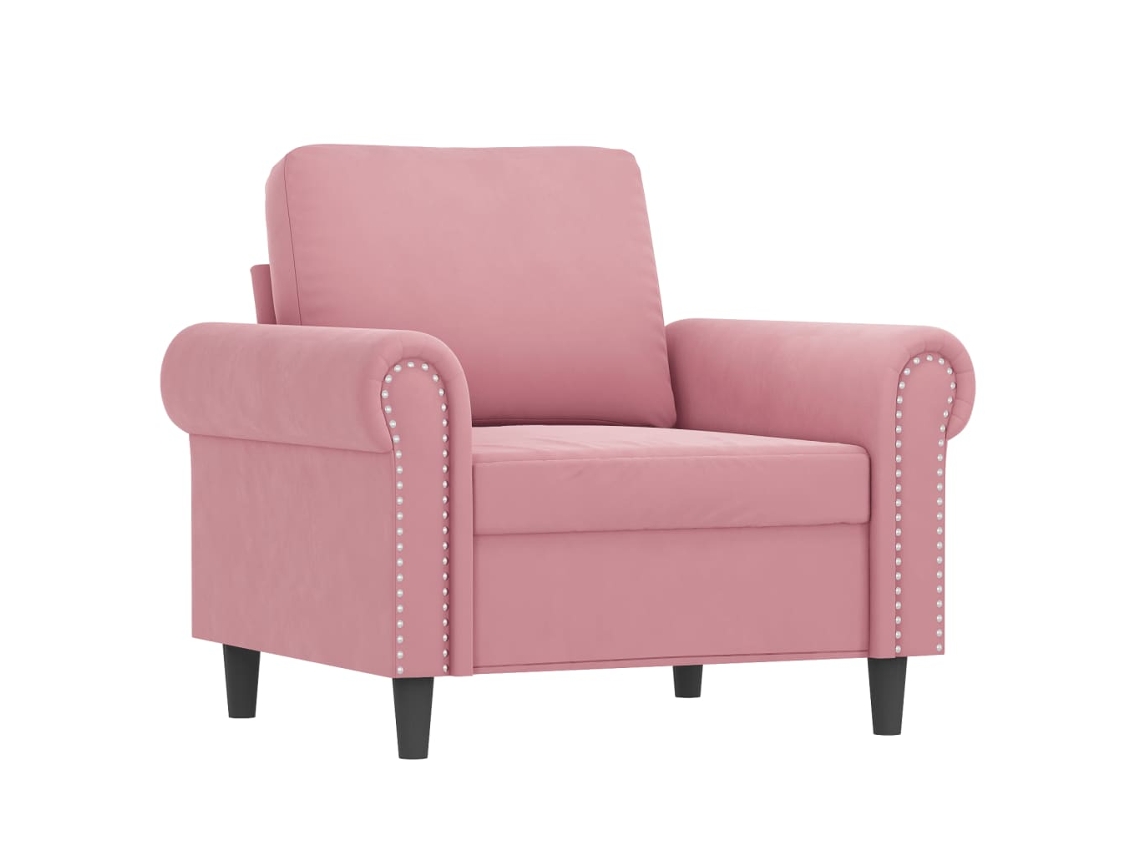 4 Pcs Conjunto de Sofás com Almofadas Veludo Rosa SYFAX