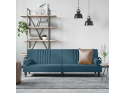 Vidaxl Sofá-cama Com Apoio De Braços Veludo Azul