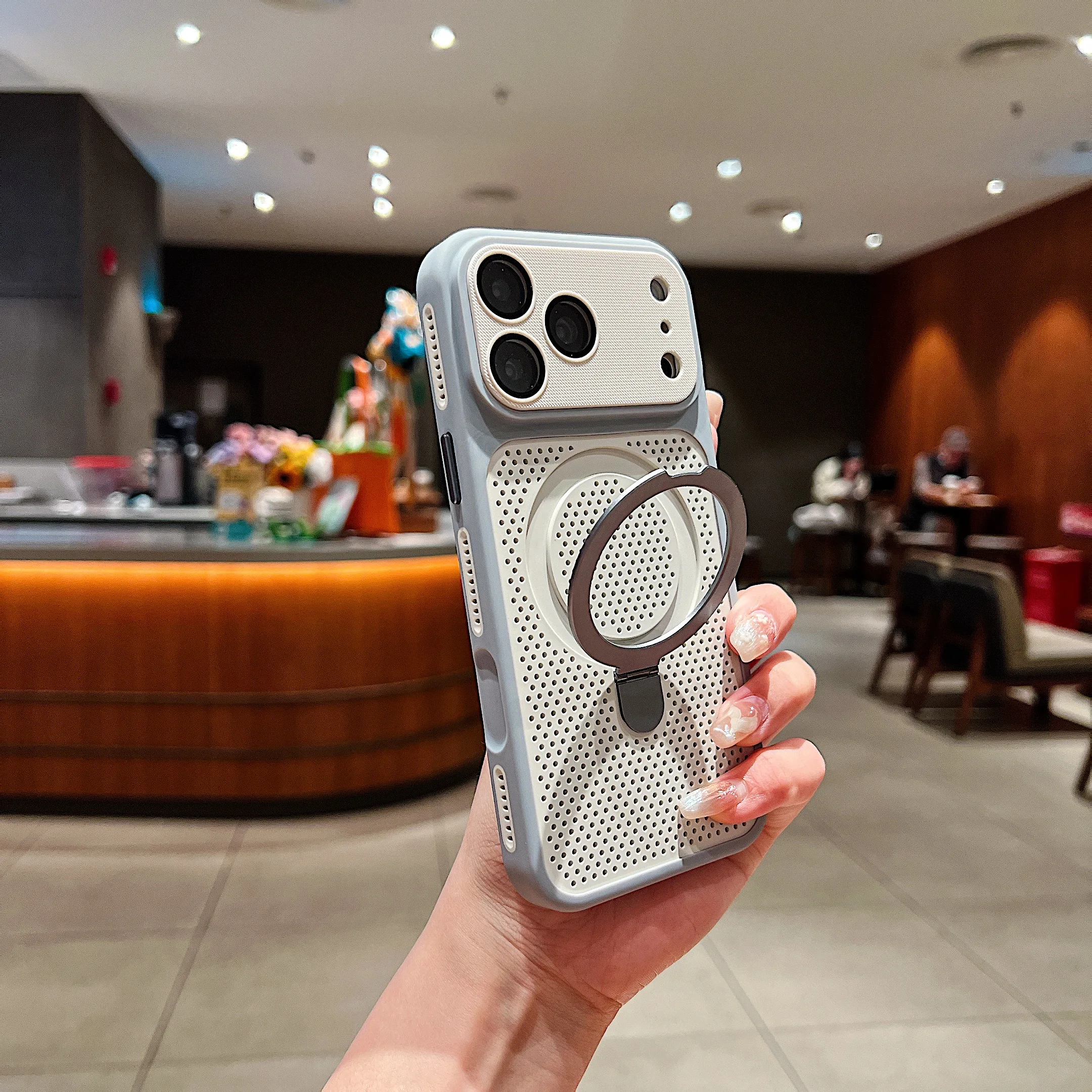 Capa Protetora De Malha Para Dissipação De Calor (iphone 12), Com Suporte, Resistente E Durável.