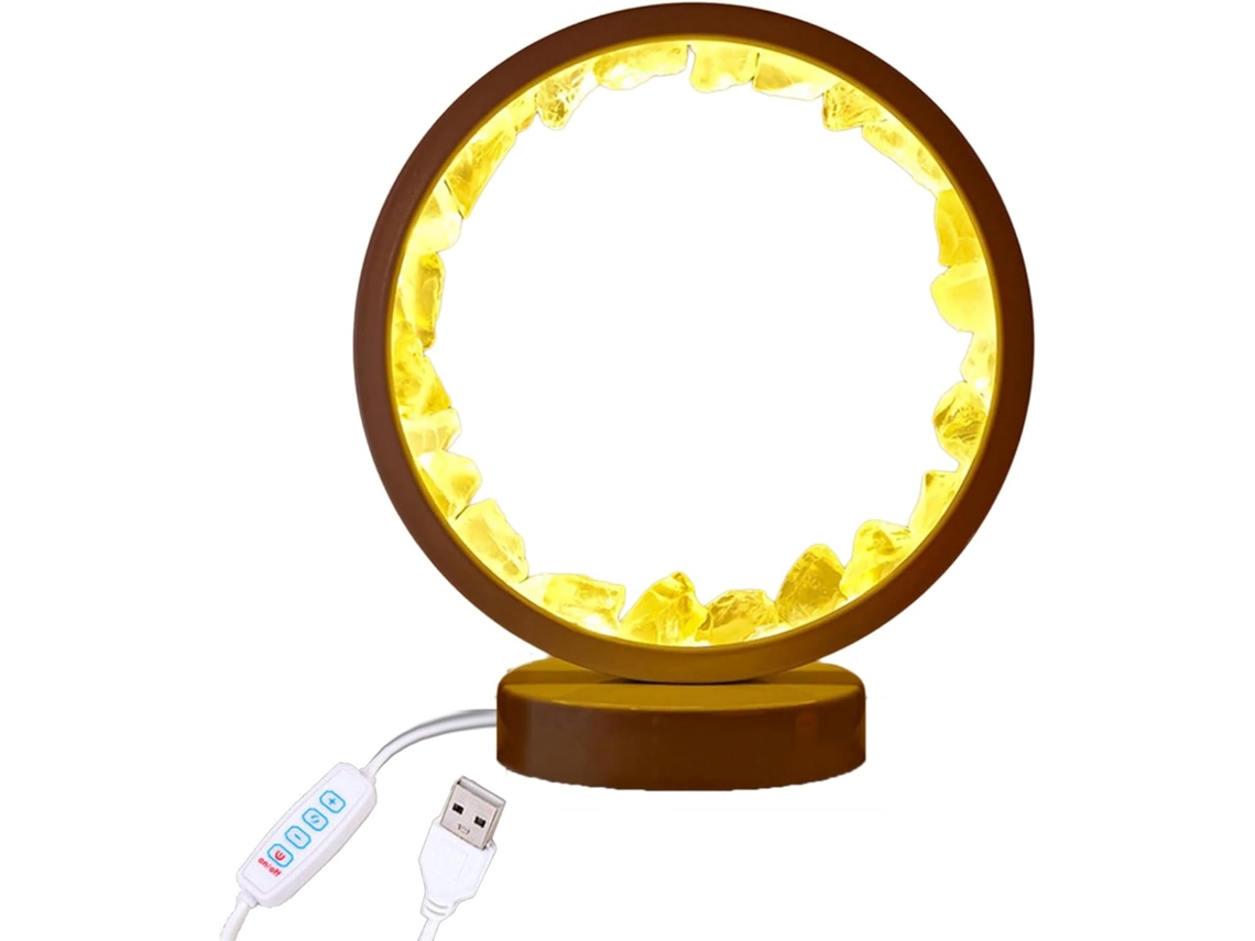 Luminária Noturna Led Em Formato De Coluna Cristal Pedra Cura Usb Para