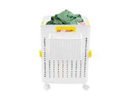 Cesta De Roupa, Design Dobrável, Mobilidade Fácil, Branco